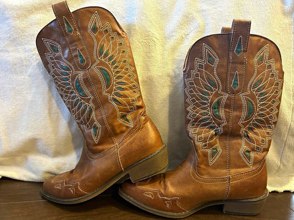 Coconuts by Matisse Bandalero Cowgirl Boots 6.5M Brown Turquoise Western